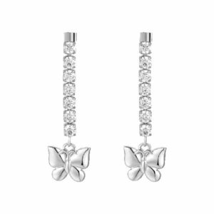 ORECCHINI DONNA IN ACCIAIO CON FARFALLA E ZIRCONI BIANCHI