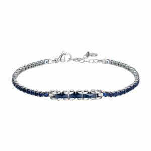 BRACCIALE TENNIS UOMO IN ACCIAIO CON CERAMICA BLU E ZIRCONI BLU