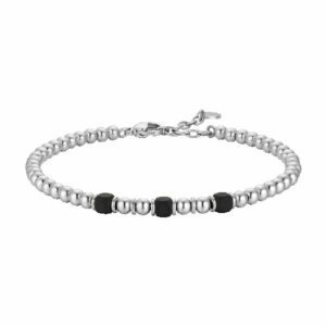 BRACCIALE UOMO IN ACCIAIO CON ELEMENTI IN EMATITE NERA