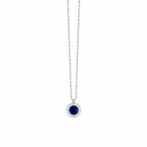 COLLANA DONNA IN ACCIAIO CON ELEMENTO CON ZIRCONI BLU E BIANCHI