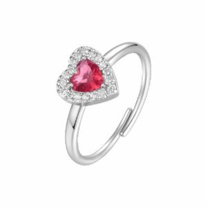 ANELLO DONNA IN ACCIAIO CON CUORE CON ZIRCONI ROSSI E BIANCHI