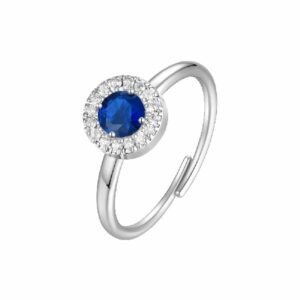 ANELLO DONNA IN ACCIAIO CON ELEMENTO CON ZIRCONI BLU E BIANCHI