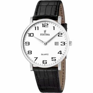 OROLOGIO FESTINA CLASSICS F16476/1 BIANCO CON CINTURINO IN PELLE, UOMO