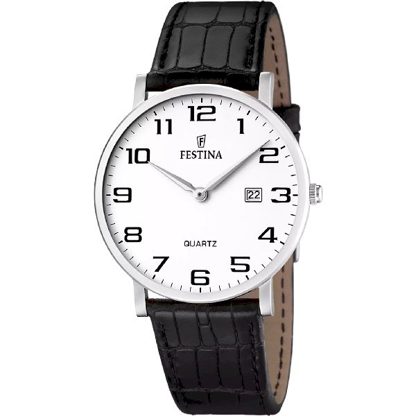 OROLOGIO FESTINA CLASSICS F16476/1 BIANCO CON CINTURINO IN PELLE, UOMO