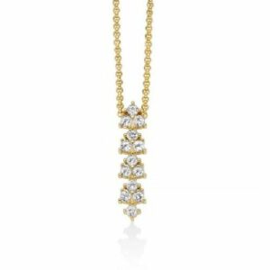 Collana Unica Neve con pendente di topazi bianchi e argento dorato