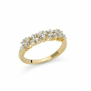 Anello Unica Neve con topazi bianchi in argento dorato