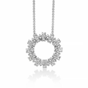Collana Unica Neve con pendente tondo di topazi bianchi e argento