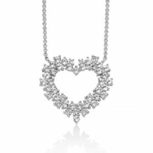 Collana Unica Neve con pendente cuore di topazi bianchi e argento