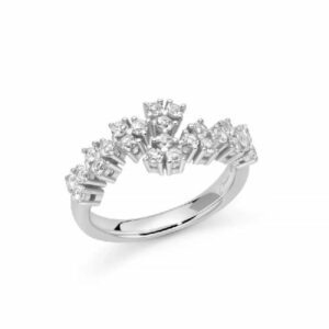 Anello Unica Neve contrari&eacute; con topazi bianchi e argento