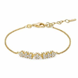 Bracciale Unica Neve con moduli di topazi bianchi e argento dorato