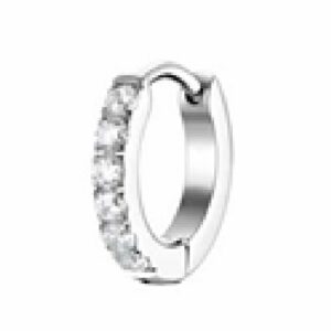 MONO ORECCHINO DONNA A CERCHIO IN ACCIAIO CON ZIRCONI BIANCHI