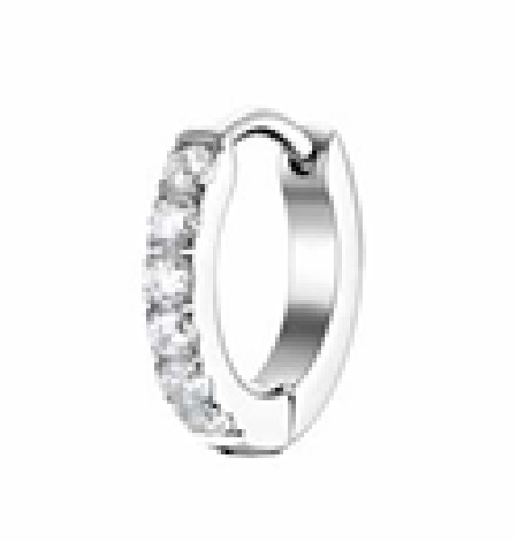 MONO ORECCHINO DONNA A CERCHIO IN ACCIAIO CON ZIRCONI BIANCHI