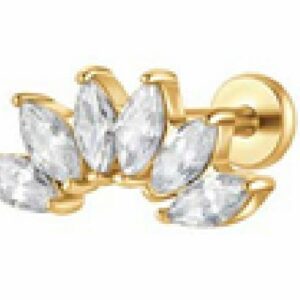 PIERCING ORECCHIO DONNA IN ACCIAIO COLORE ORO VENTAGLIO ZIRCONI BIANCHI