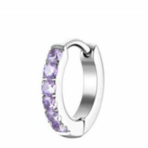 MONO ORECCHINO DONNA IN ACCIAIO CON ZIRCONI VIOLA