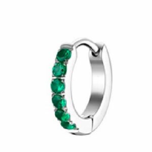 MONO ORECCHINO DONNA IN ACCIAIO CON ZIRCONI VERDI