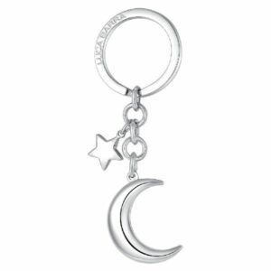 Portachiavi in acciaio con luna e charm stella