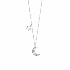 Collana in acciaio con luna e charm stella