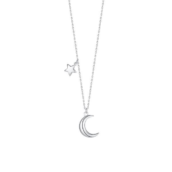 Collana in acciaio con luna e charm stella