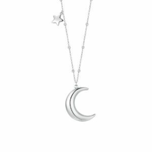 Collana in acciaio con luna e charm stella