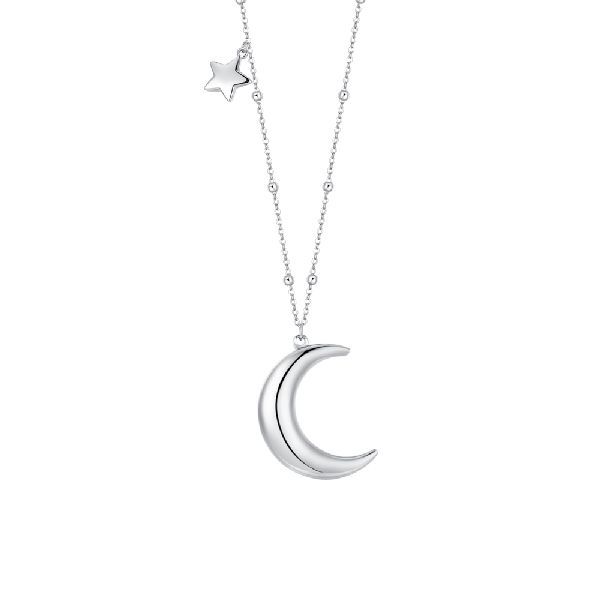 Collana in acciaio con luna e charm stella