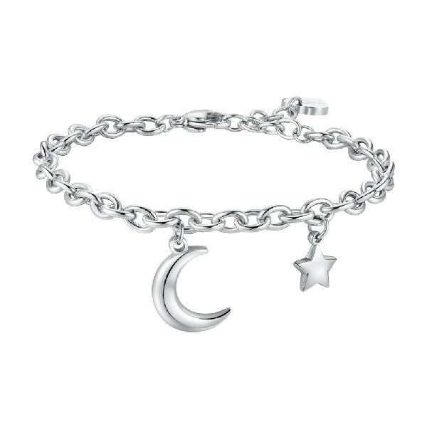 Bracciale in acciaio con luna e charm stella