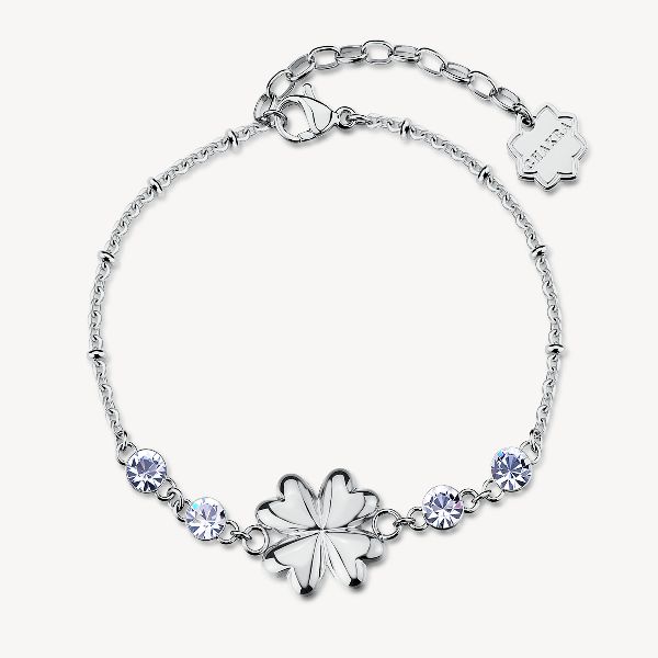 Bracciale CHAKRA in acciaio 316L, con quadrifoglio