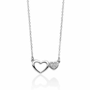 Collana due cuori con diamanti