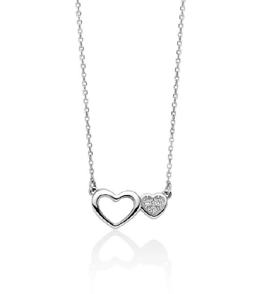 Collana due cuori con diamanti
