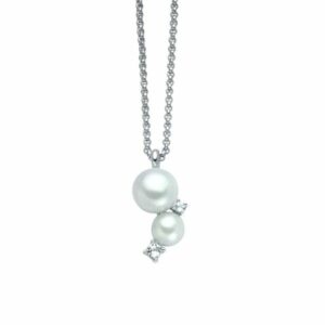 Collana in Argento 925 con Perle Vere e Topazi Bianchi