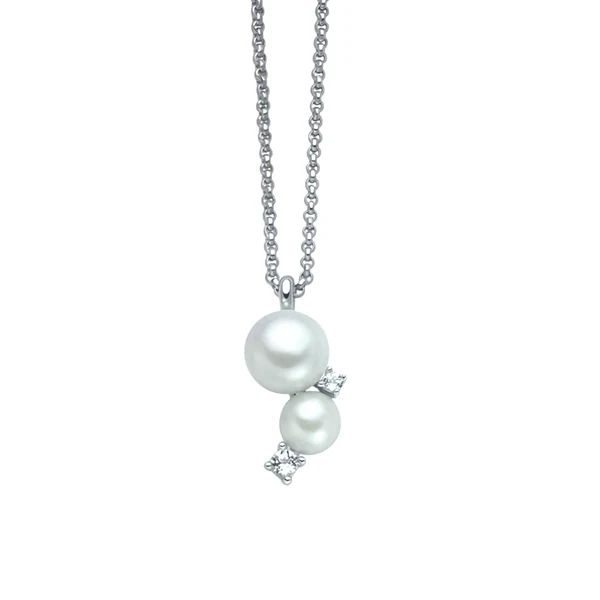 Collana in Argento 925 con Perle Vere e Topazi Bianchi