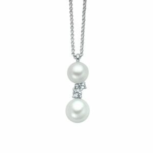 Collana in Argento 925 con Perle Vere e Topazi Bianchi