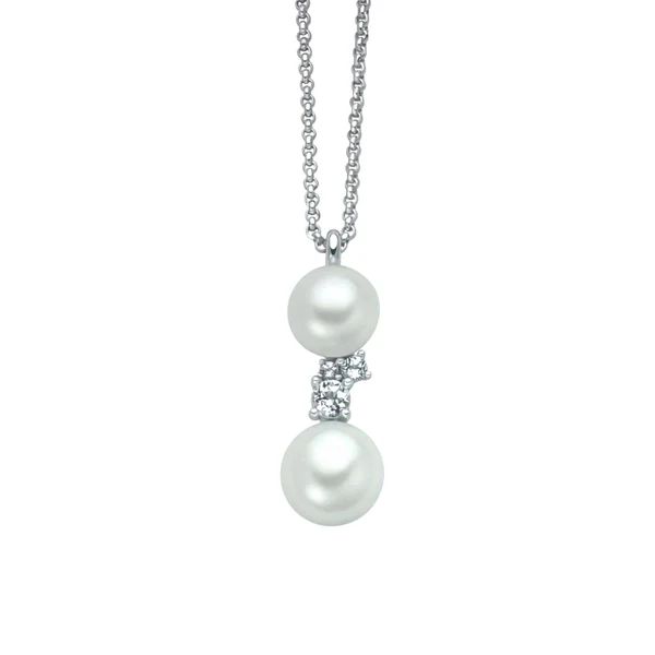 Collana in Argento 925 con Perle Vere e Topazi Bianchi