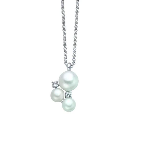Collana in Argento 925 con Perle Vere e Topazi Bianchi