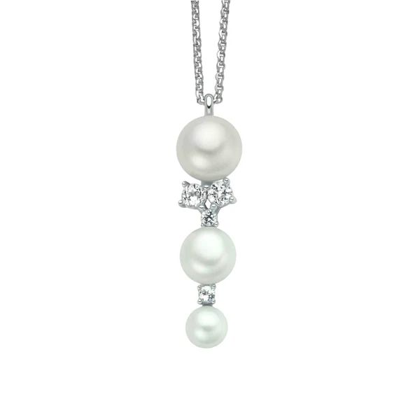 Collana in Argento 925 con Perle Vere e Topazi Bianchi