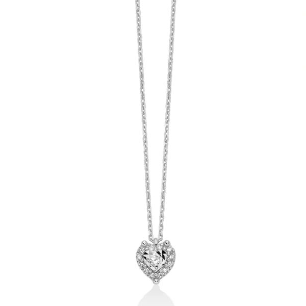 Collana in Oro Bianco 375 con Diamanti – Cuore
