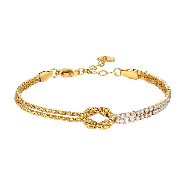 BRACCIALE DONNA IN ACCIAIO IP GOLD CON NODO E ZIRCONI BIANCHI