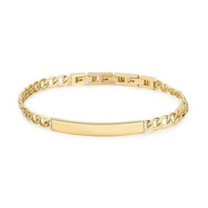 Bracciale catena grumetta in acciaio 316L e finitura pvd oro 14K.
