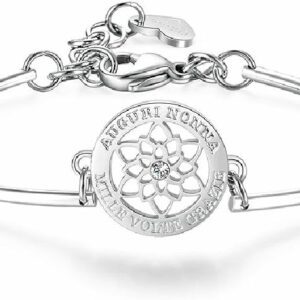 Bracciale Da Donna Di Brosway Della Collezione Chakra. Gioiello Realizzato In Acciaio Con Cristalli Crystal. Bracciale Con Scritta "Auguri Nonna".