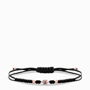 bracciale laccio con punte luce di diamantino nero in oro rosa