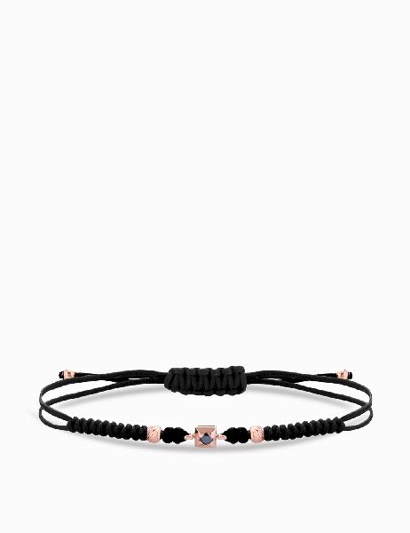 bracciale laccio con punte luce di diamantino nero in oro rosa