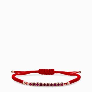 bracciale con laccio e bacchetta di rubini in oro rosa