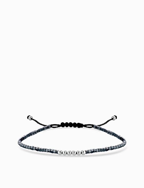 bracciale con ematite in oro bianco laccio