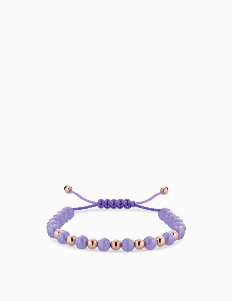 bracciale laccio con ceramica lilla in oro rosa