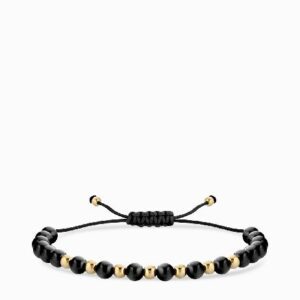 bracciale laccio con ceramica nera in oro giallo