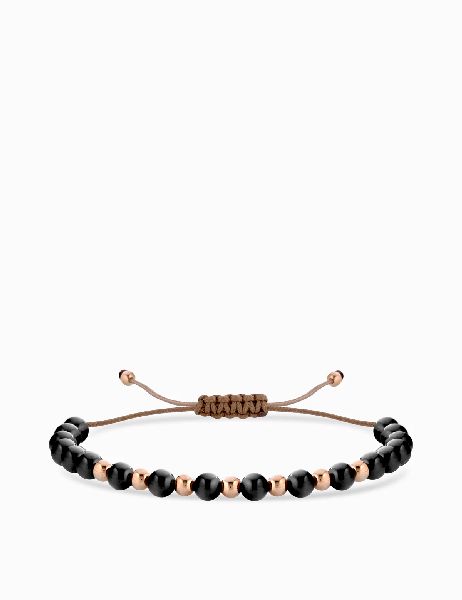 bracciale laccio con ceramica nera in oro rosa