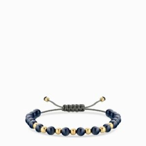 bracciale laccio con ceramica blu scuro in oro giallo