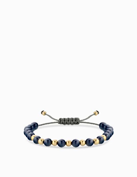 bracciale laccio con ceramica blu scuro in oro giallo