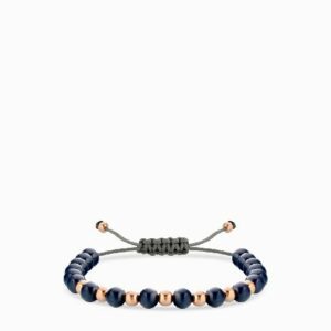 bracciale laccio con ceramica blu scuro in oro rosa