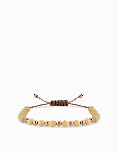 bracciale laccio ceramica gialla in oro rosa