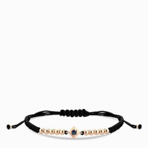 bracciale laccio in oro rosa con punto luce zaffiro centrale